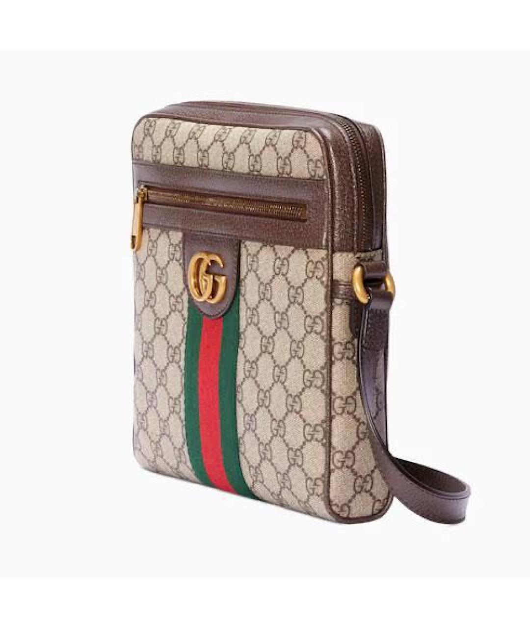 GUCCI Бежевая кожаная сумка на плечо, фото 2