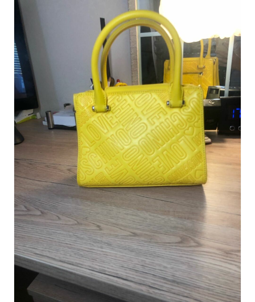 LOVE MOSCHINO Желтая сумка тоут из искусственной кожи, фото 3