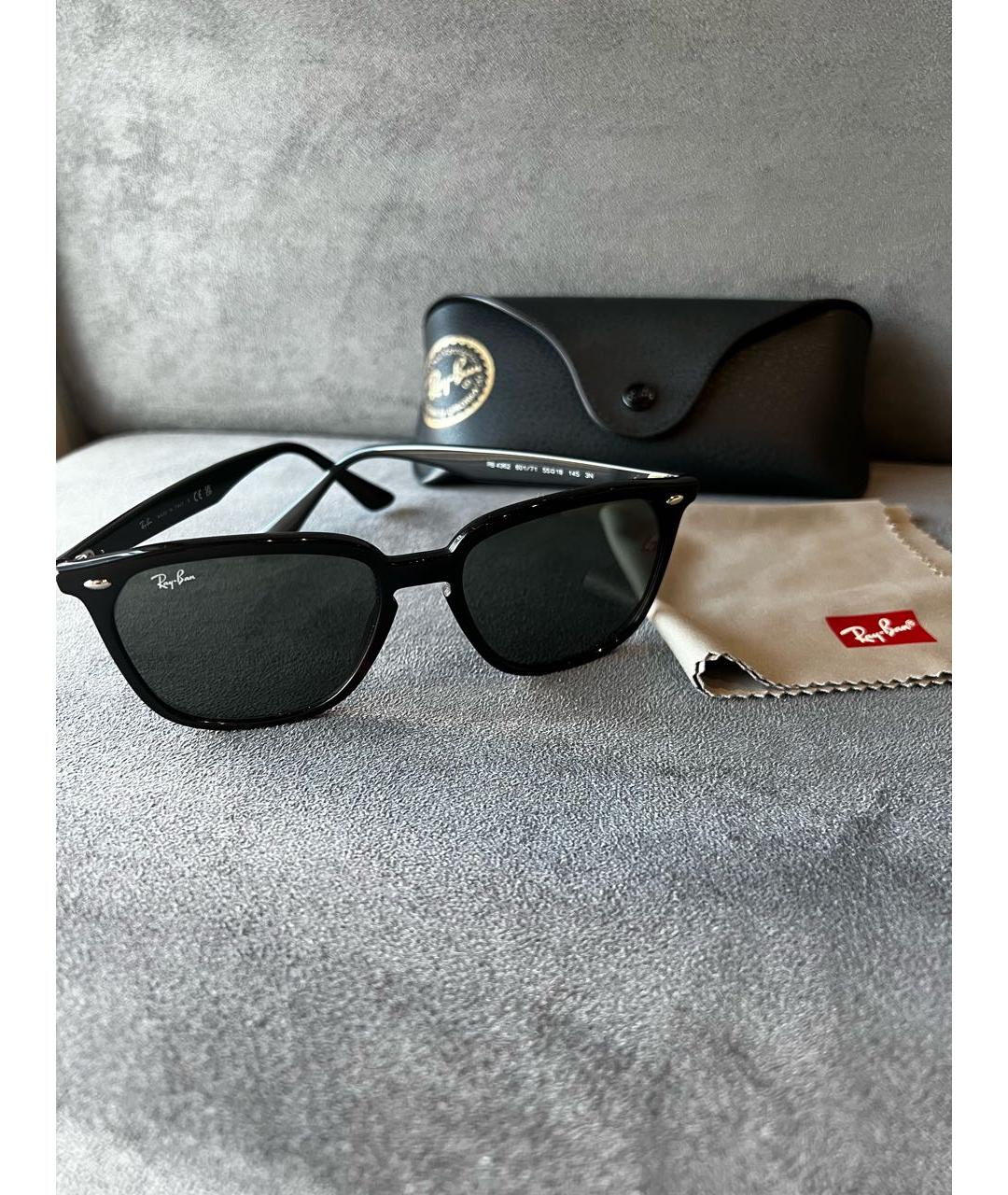 RAY BAN Черные пластиковые солнцезащитные очки, фото 7