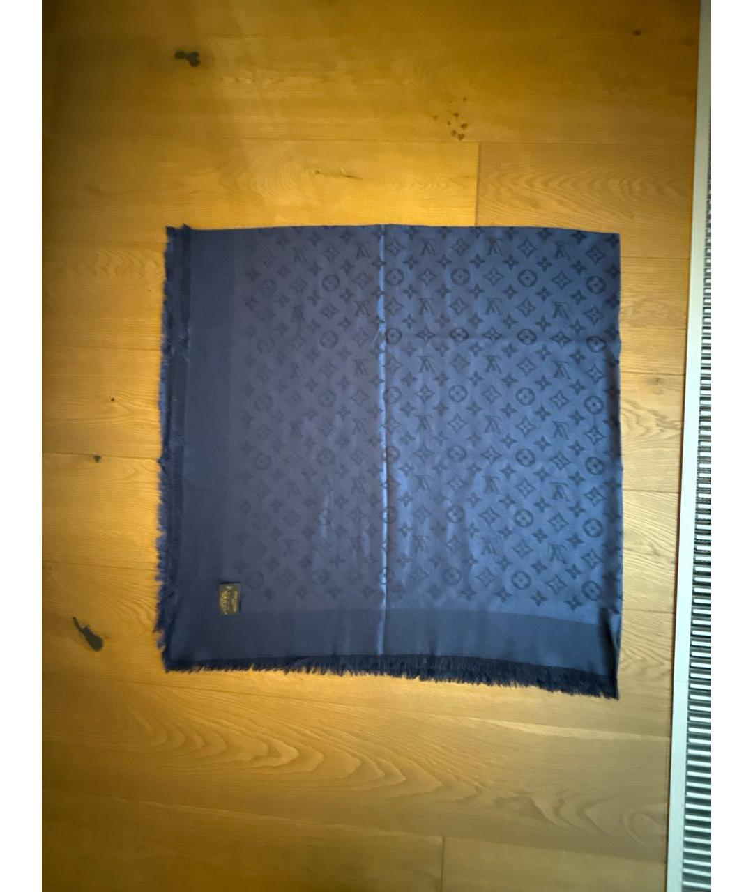 LOUIS VUITTON Темно-синий шерстяной платок, фото 3