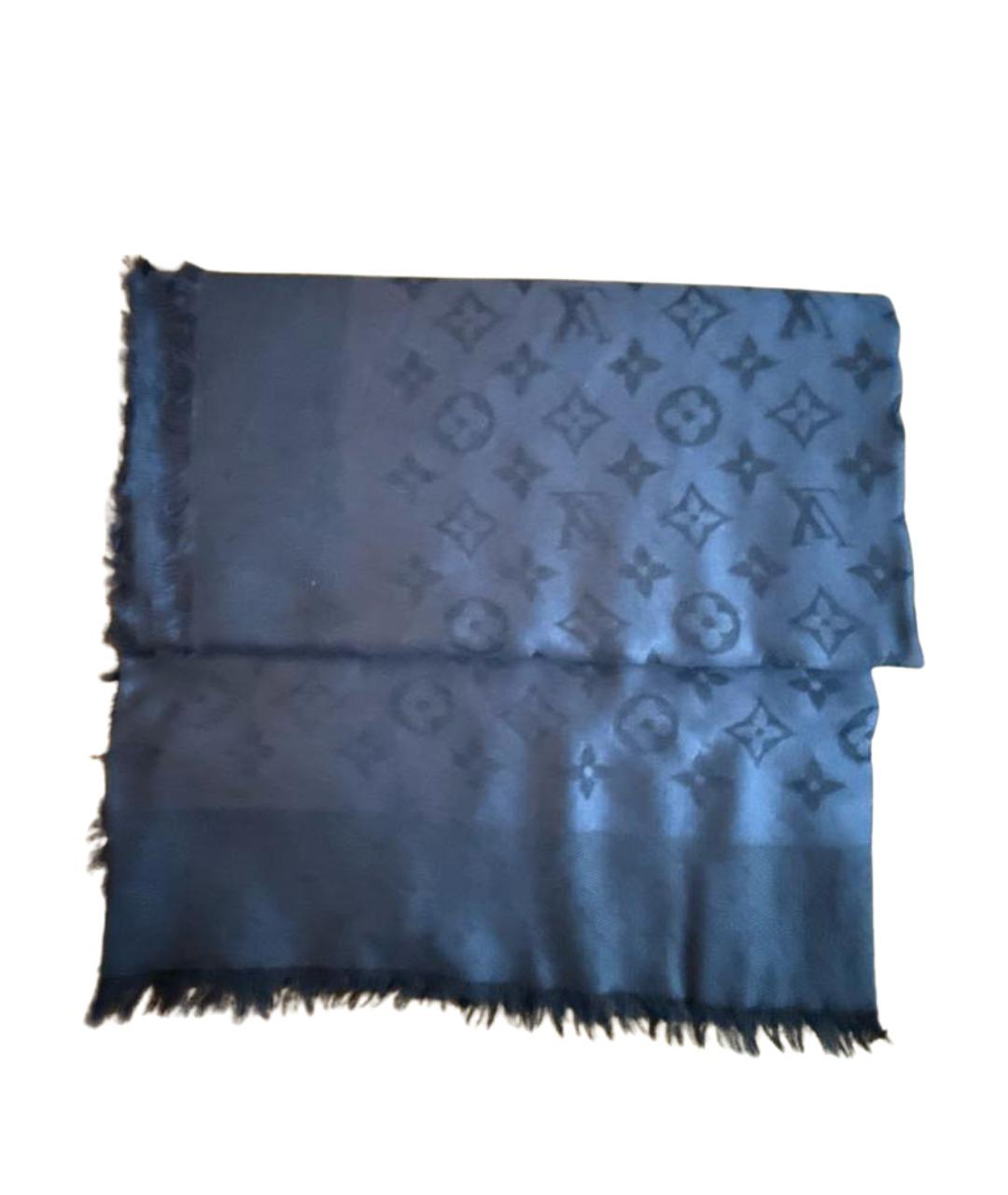 LOUIS VUITTON Темно-синий шерстяной платок, фото 1