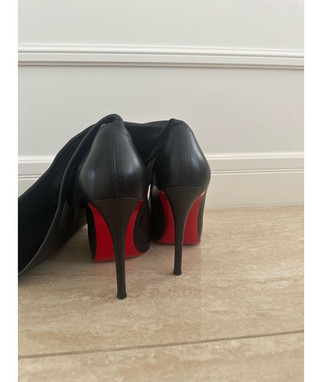 CHRISTIAN LOUBOUTIN Черные кожаные ботфорты, фото 4