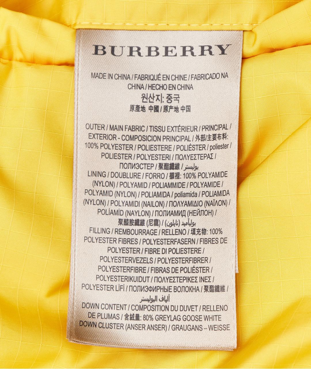 BURBERRY Желтый полиэстеровый пуховик, фото 4