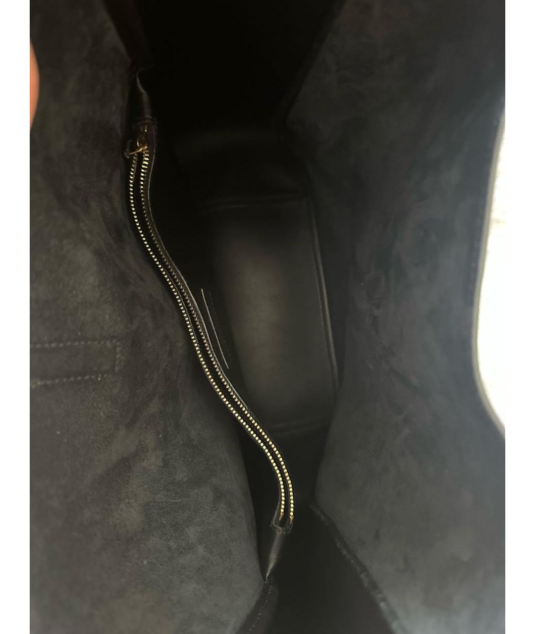SAINT LAURENT Черная кожаная сумка тоут, фото 4