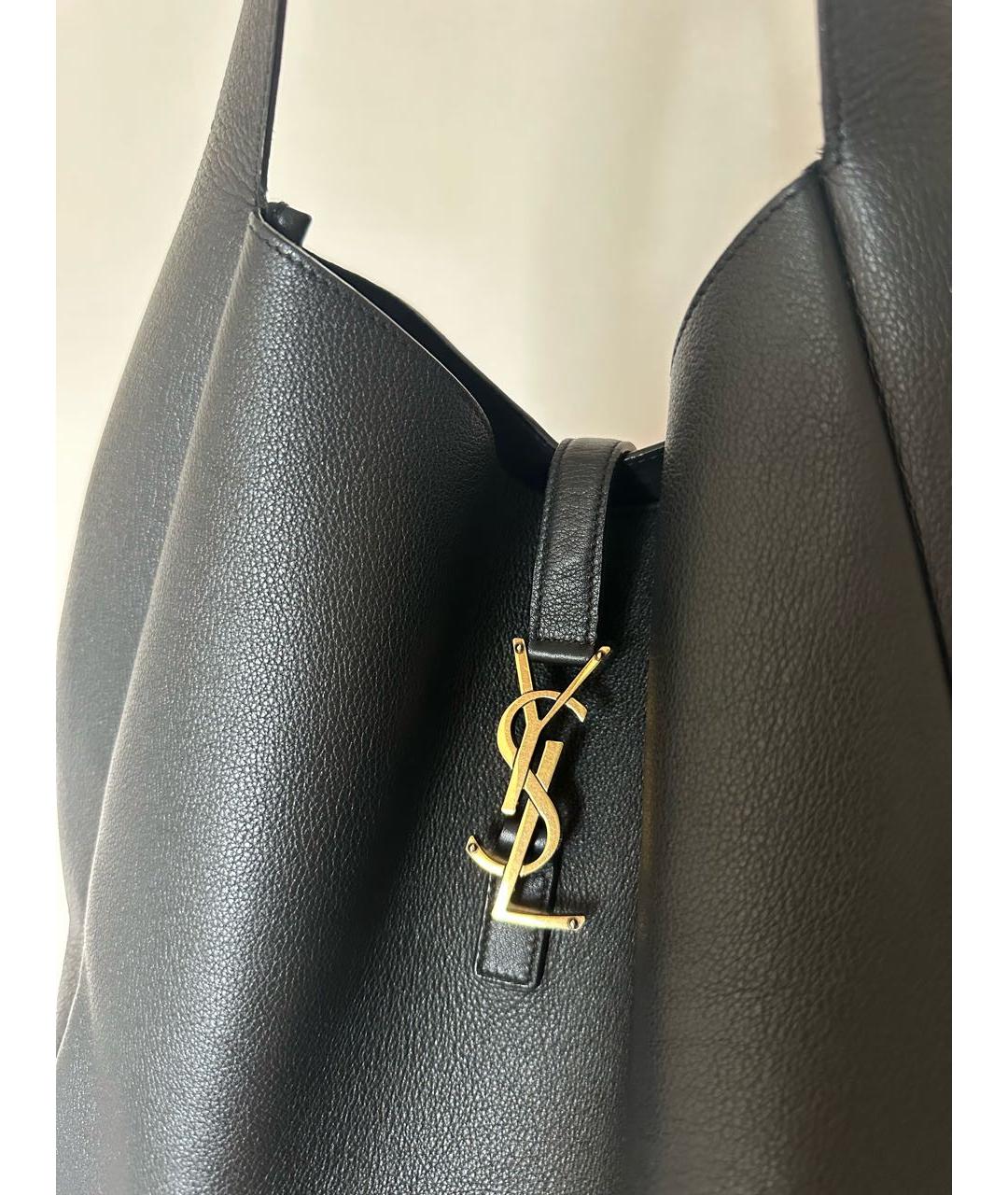 SAINT LAURENT Черная кожаная сумка тоут, фото 6