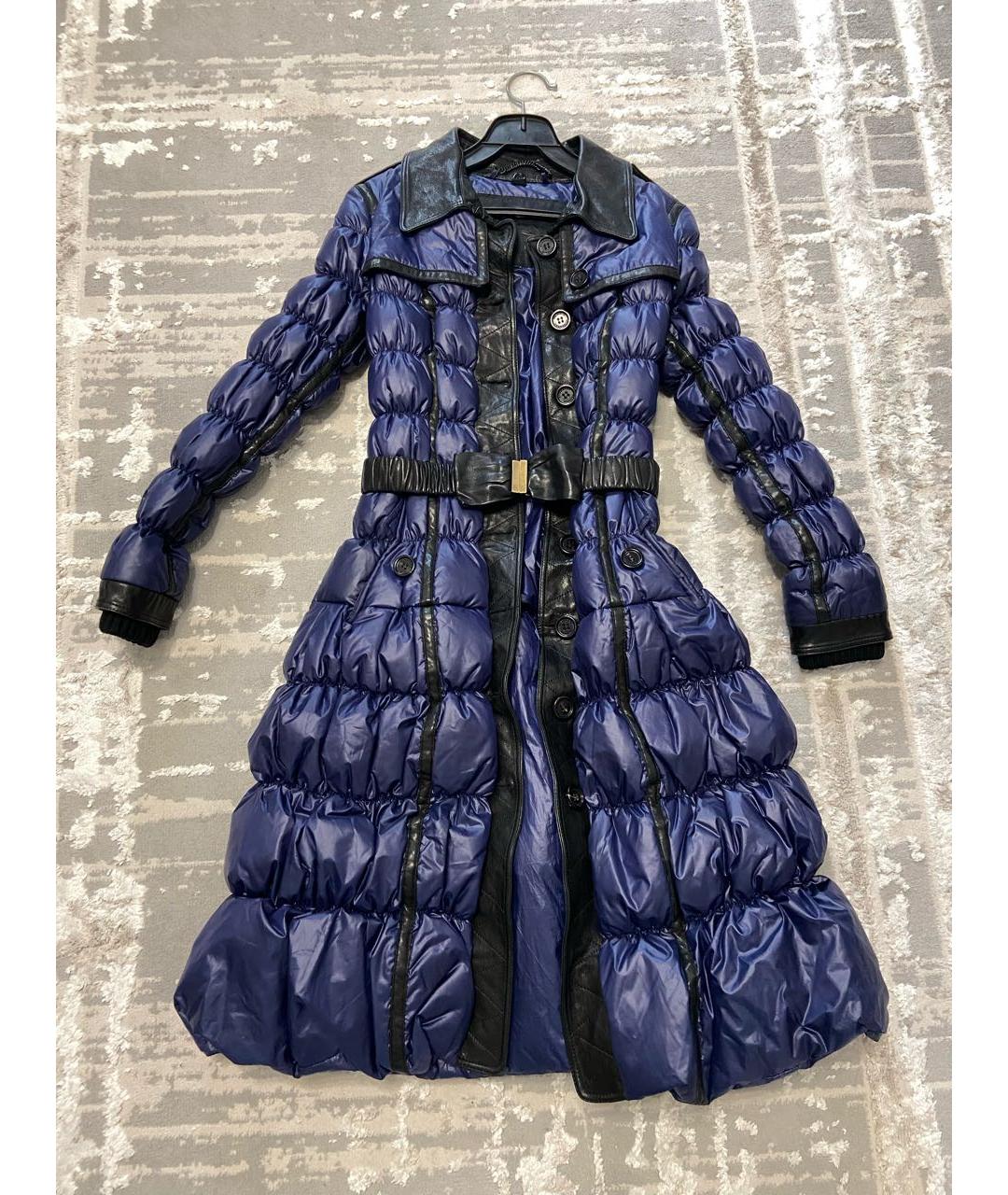 BURBERRY Синий кожаный пуховик, фото 7