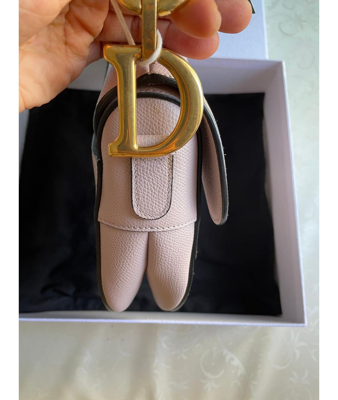 CHRISTIAN DIOR Розовая кожаная сумка через плечо, фото 5