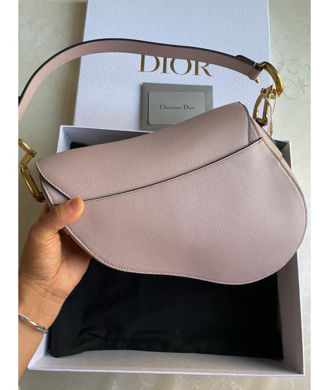 CHRISTIAN DIOR Розовая кожаная сумка через плечо, фото 3