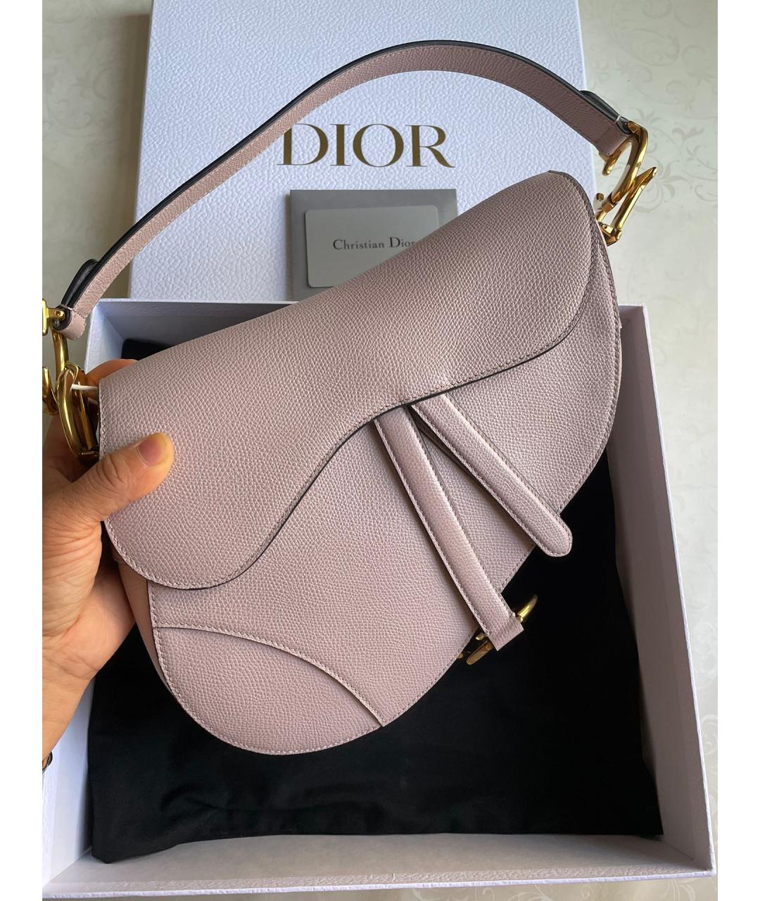 CHRISTIAN DIOR Розовая кожаная сумка через плечо, фото 2