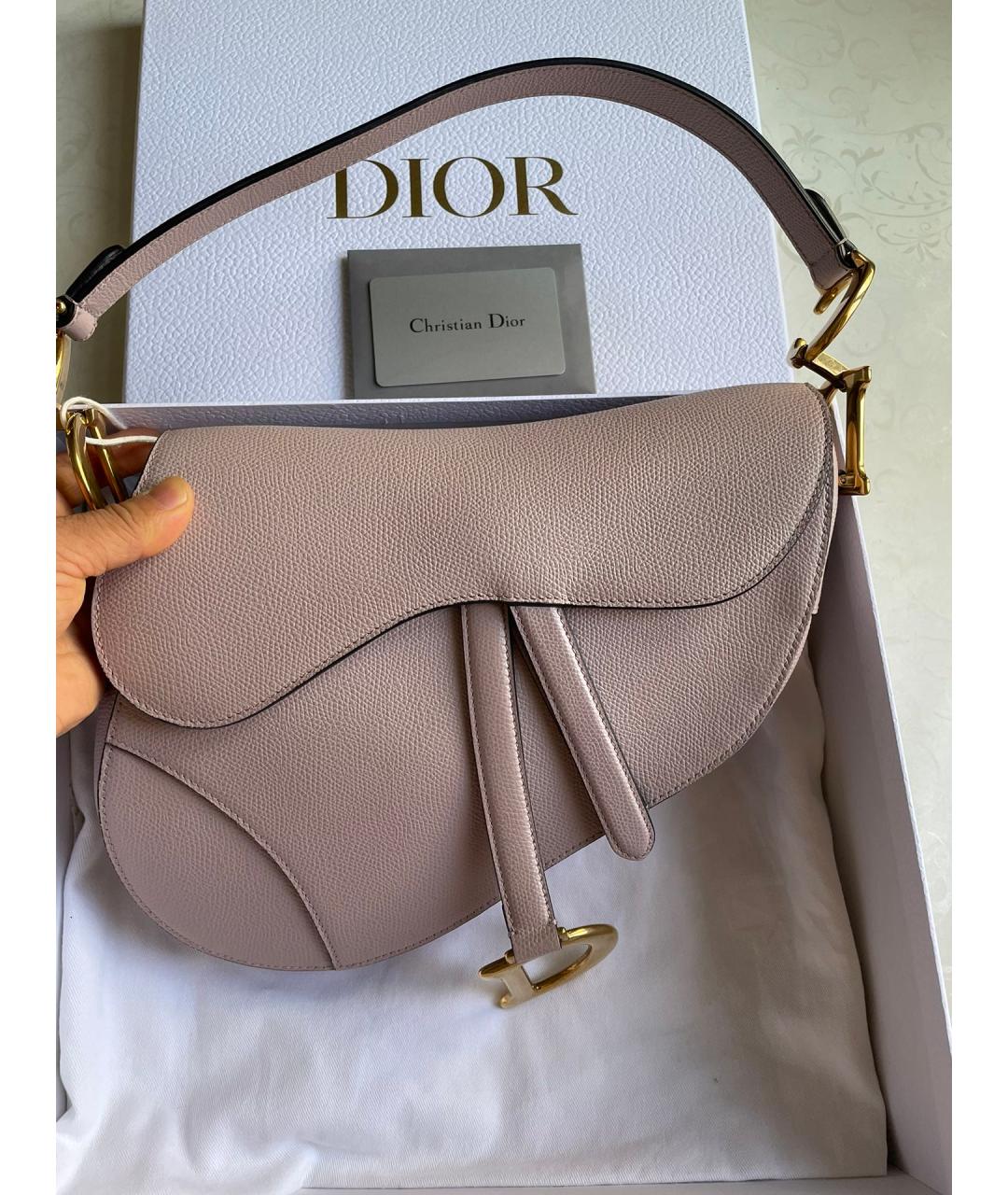 CHRISTIAN DIOR Розовая кожаная сумка через плечо, фото 7