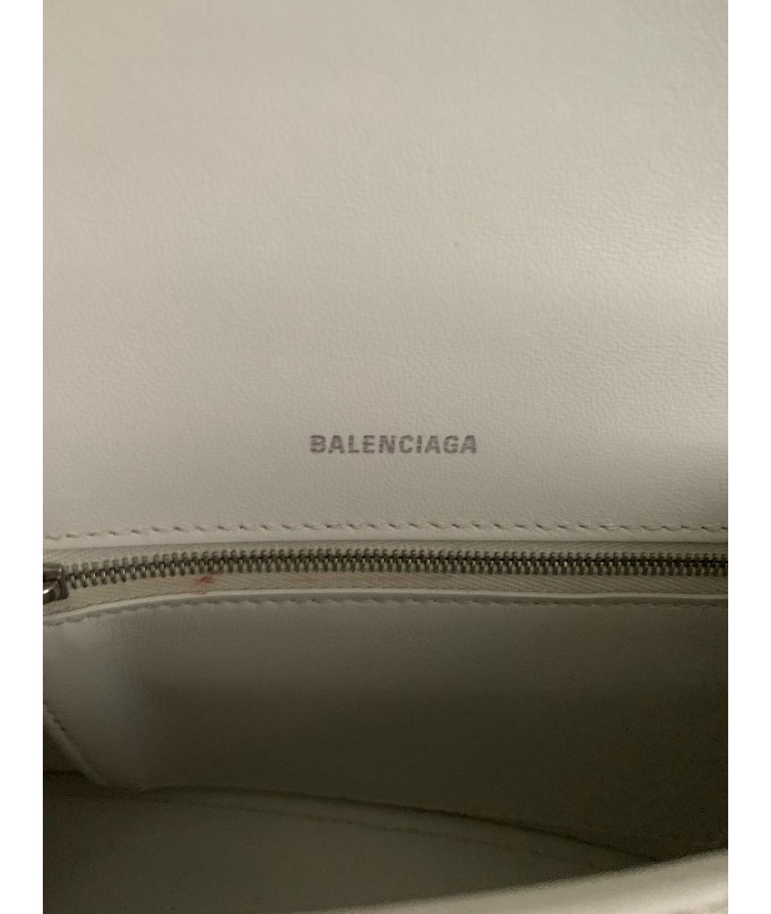 BALENCIAGA Белая кожаная сумка с короткими ручками, фото 4