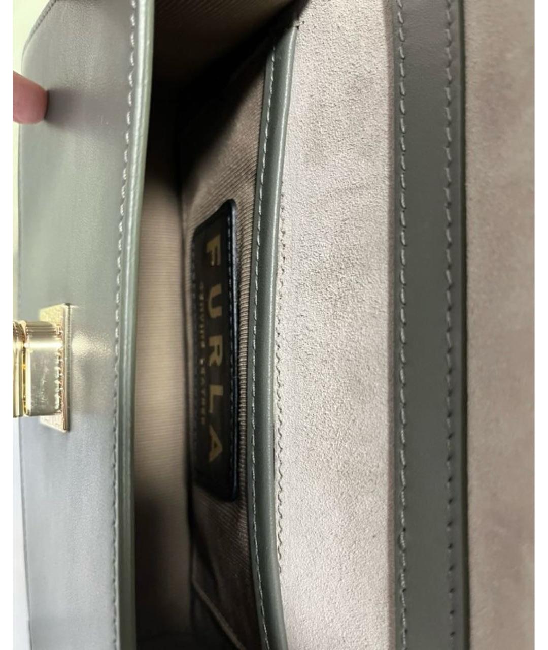 FURLA Зеленая кожаная сумка через плечо, фото 4