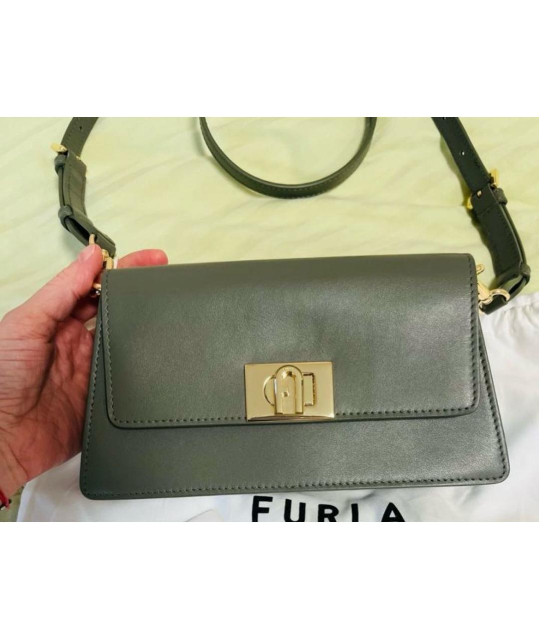 FURLA Зеленая кожаная сумка через плечо, фото 2