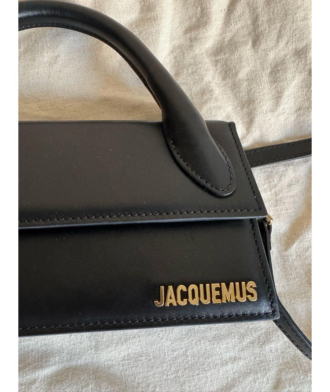 JACQUEMUS Черная кожаная сумка через плечо, фото 5