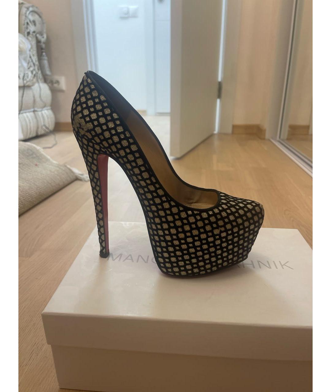 CHRISTIAN LOUBOUTIN Черные бархатные туфли, фото 5