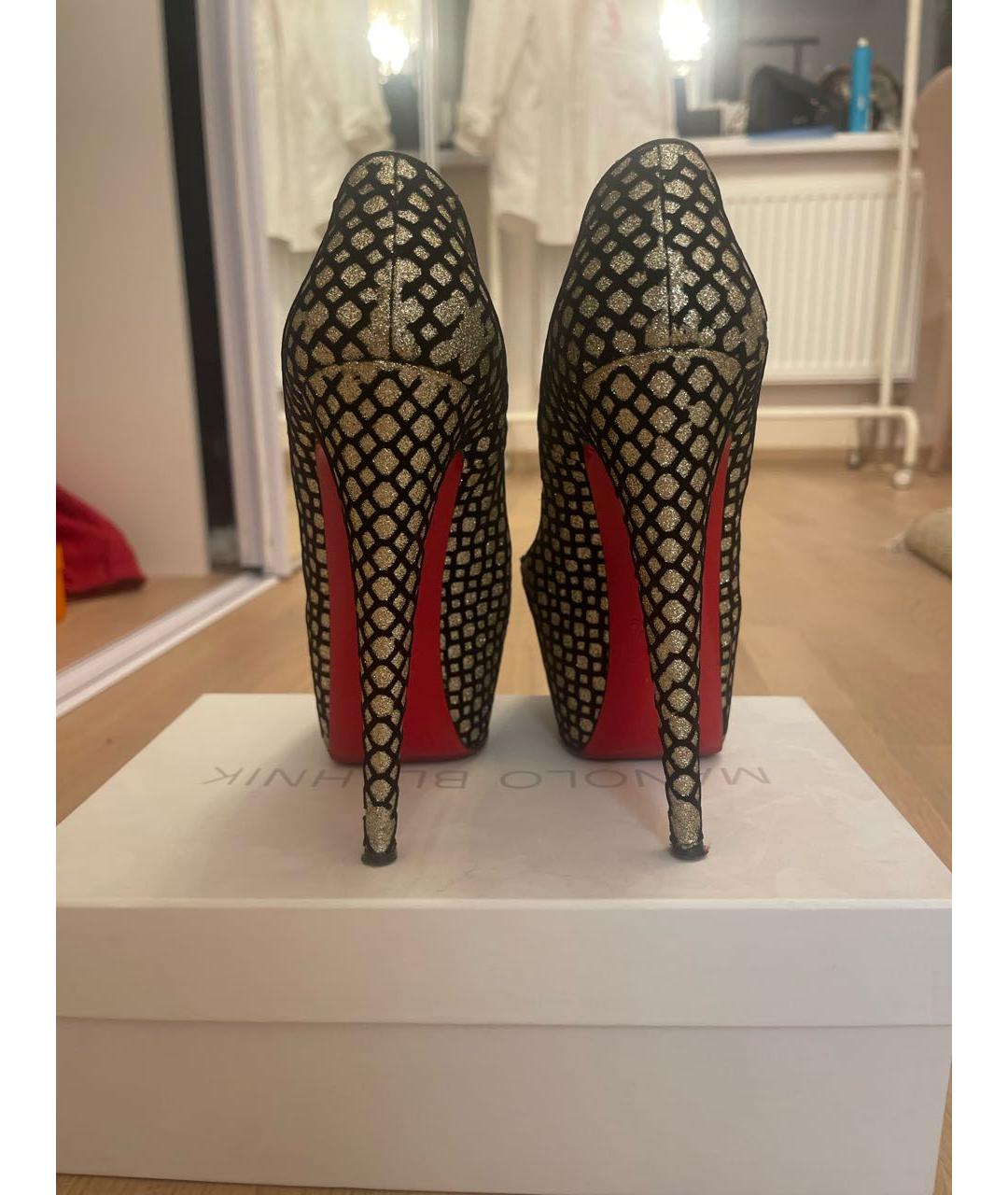 CHRISTIAN LOUBOUTIN Черные бархатные туфли, фото 4