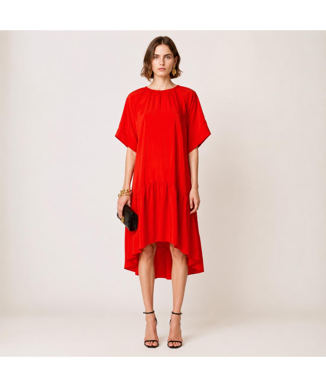 ROCHAS Красное шелковое вечернее платье, фото 4