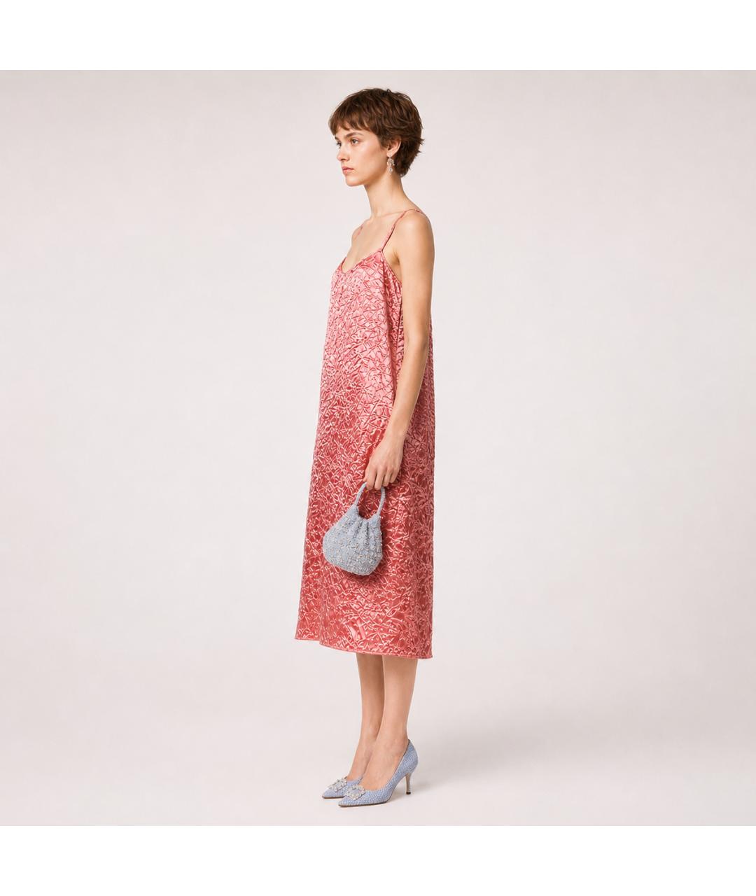 ROCHAS Коралловое ацетатное коктейльное платье, фото 5