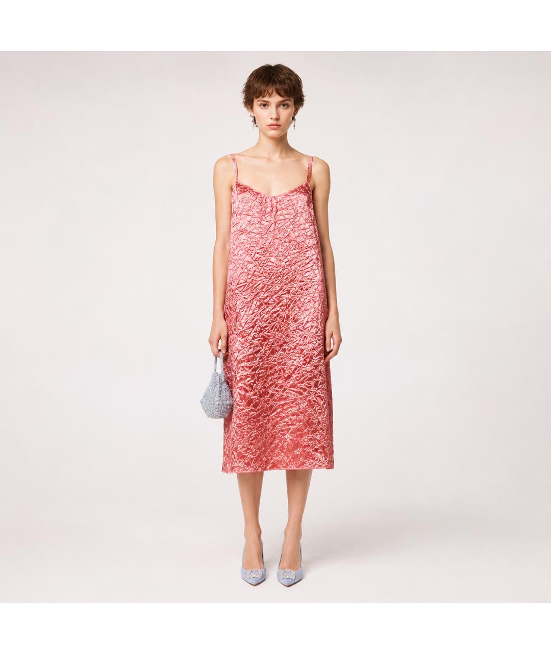 ROCHAS Коралловое ацетатное коктейльное платье, фото 4