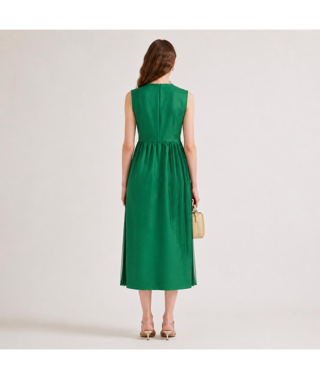 ROCHAS Зеленое хлопковое коктейльное платье, фото 5