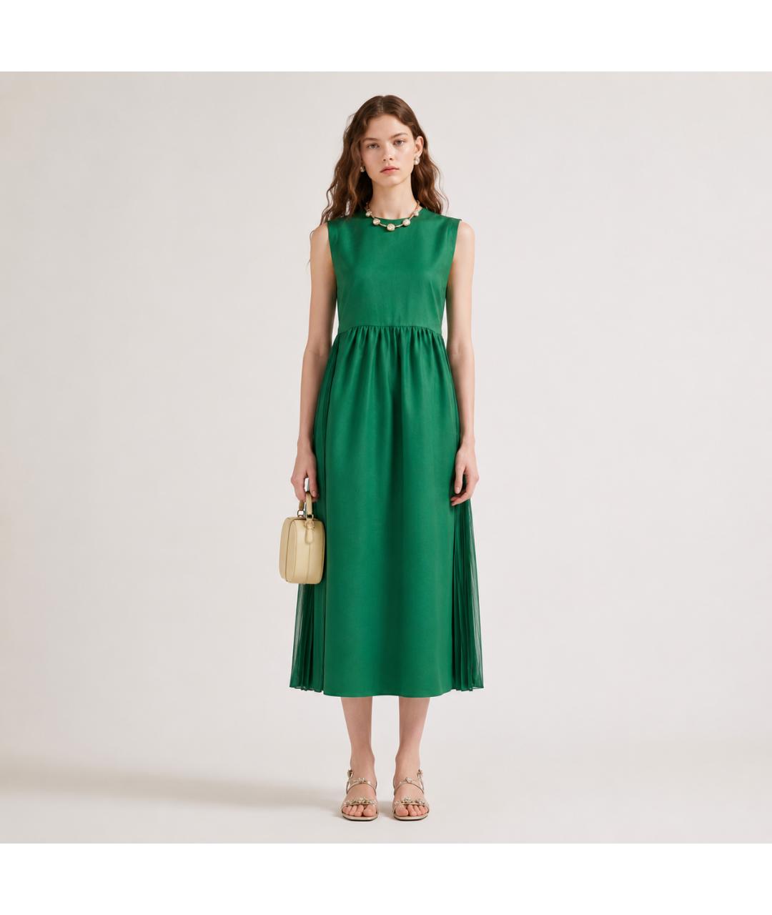 ROCHAS Зеленое хлопковое коктейльное платье, фото 4