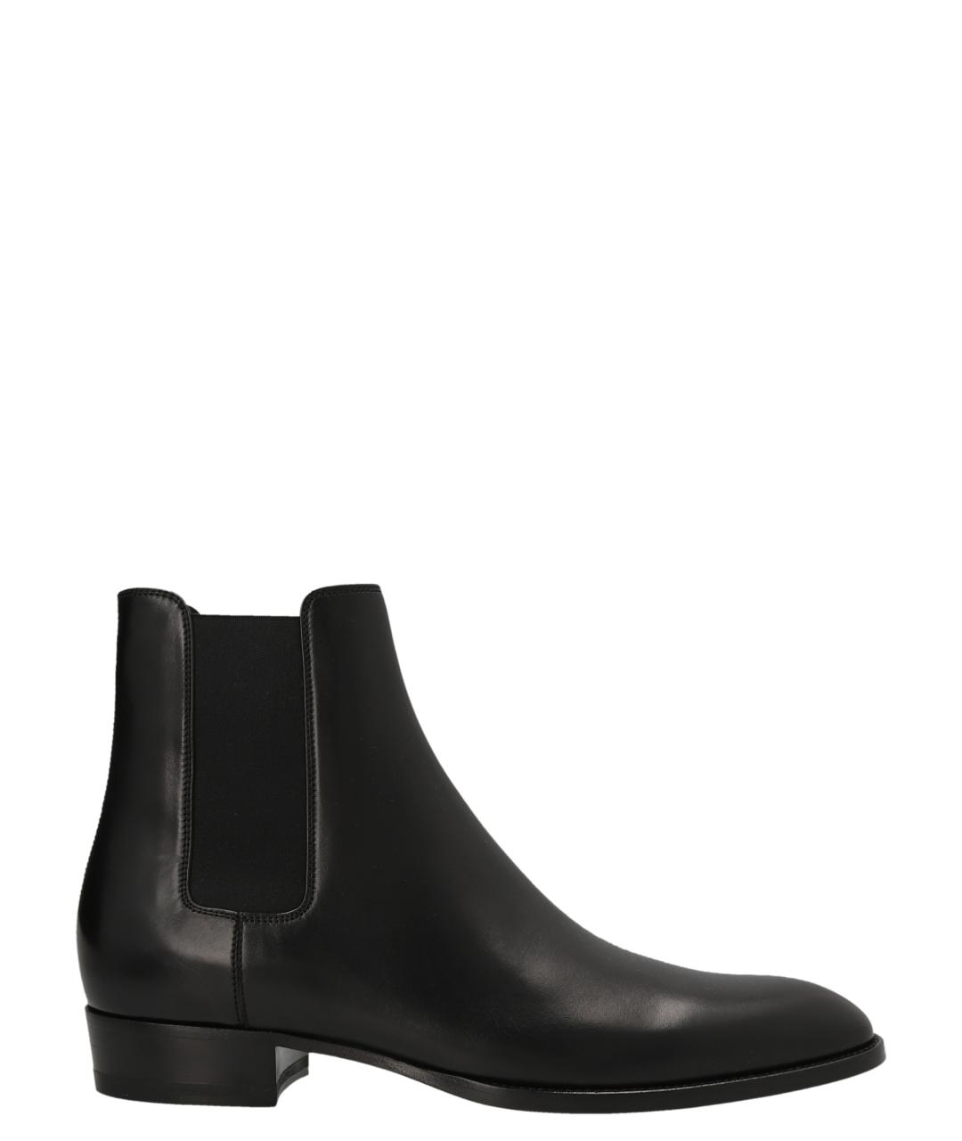 SAINT LAURENT Черные кожаные высокие ботинки, фото 1