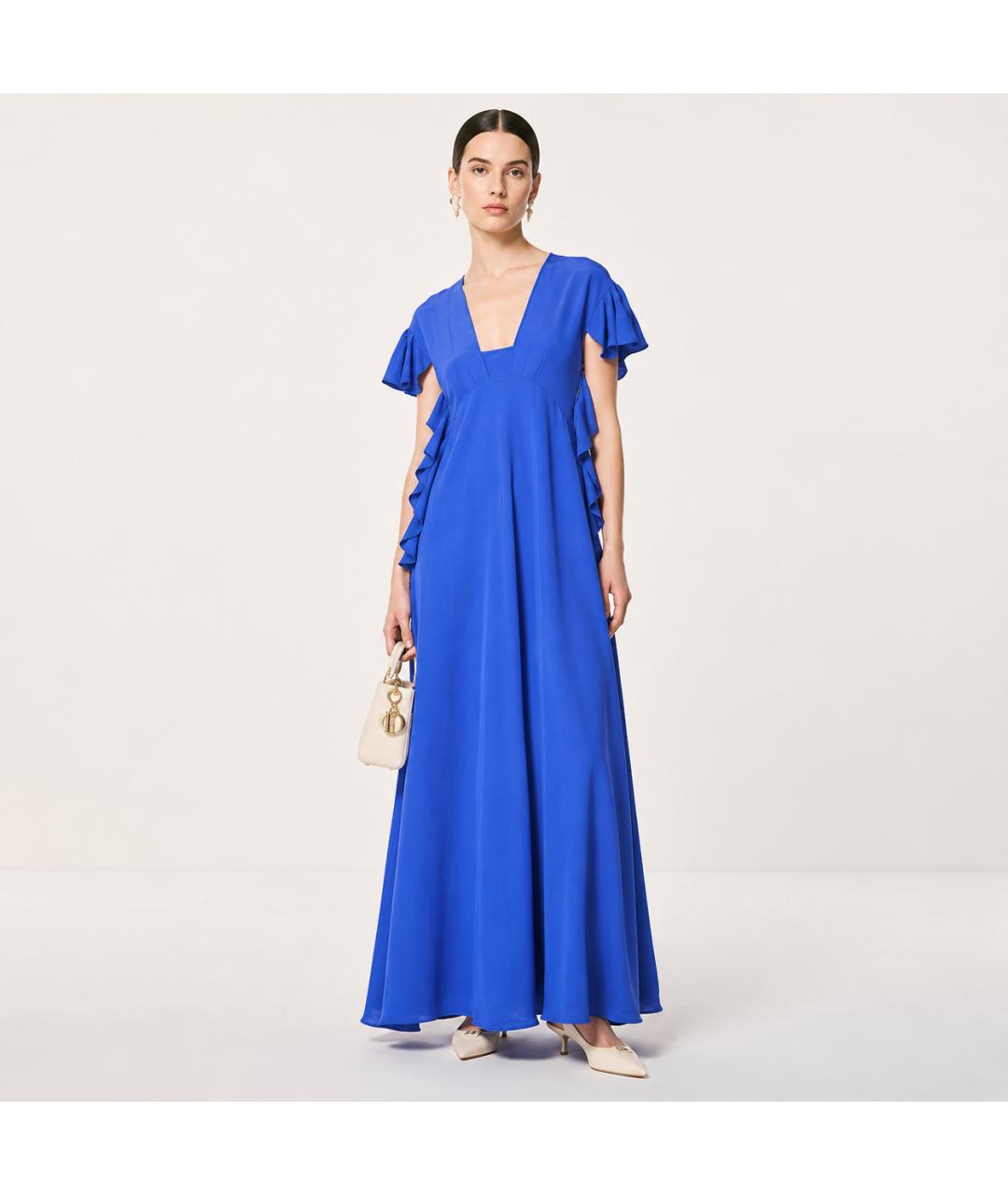 ROCHAS Синее шелковое коктейльное платье, фото 5