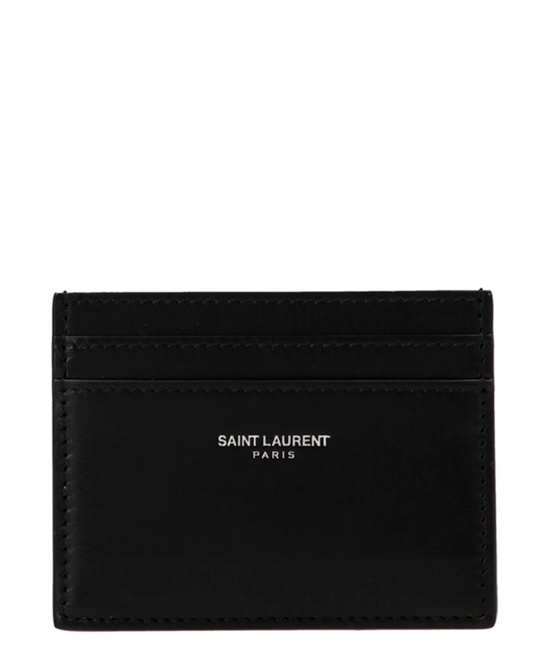 SAINT LAURENT Черный кожаный кардхолдер, фото 1