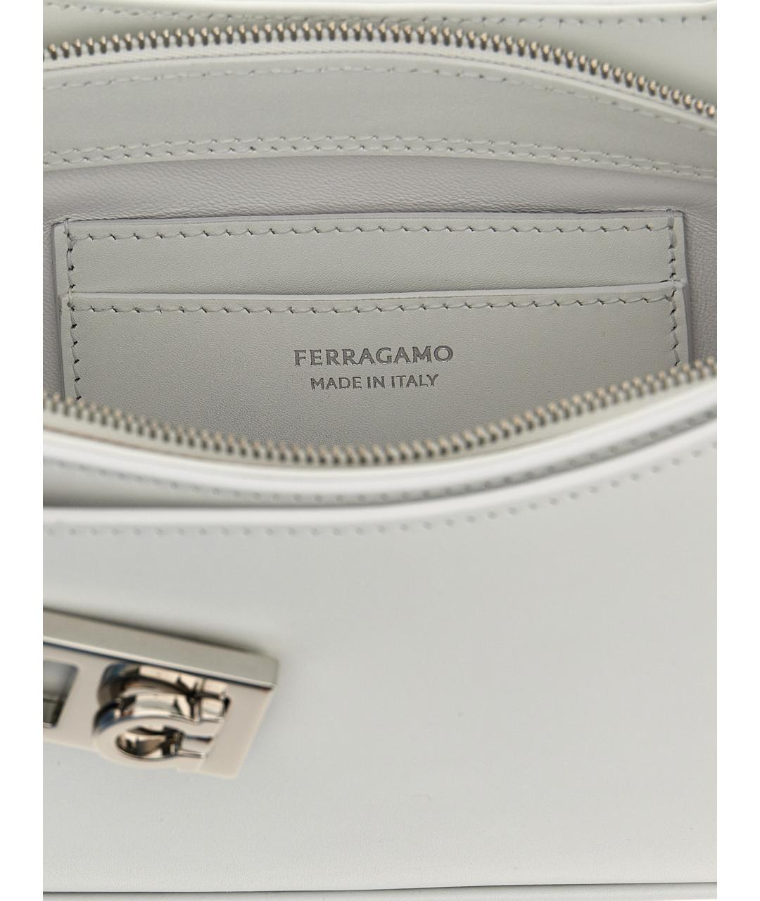 SALVATORE FERRAGAMO Белая кожаная сумка через плечо, фото 4