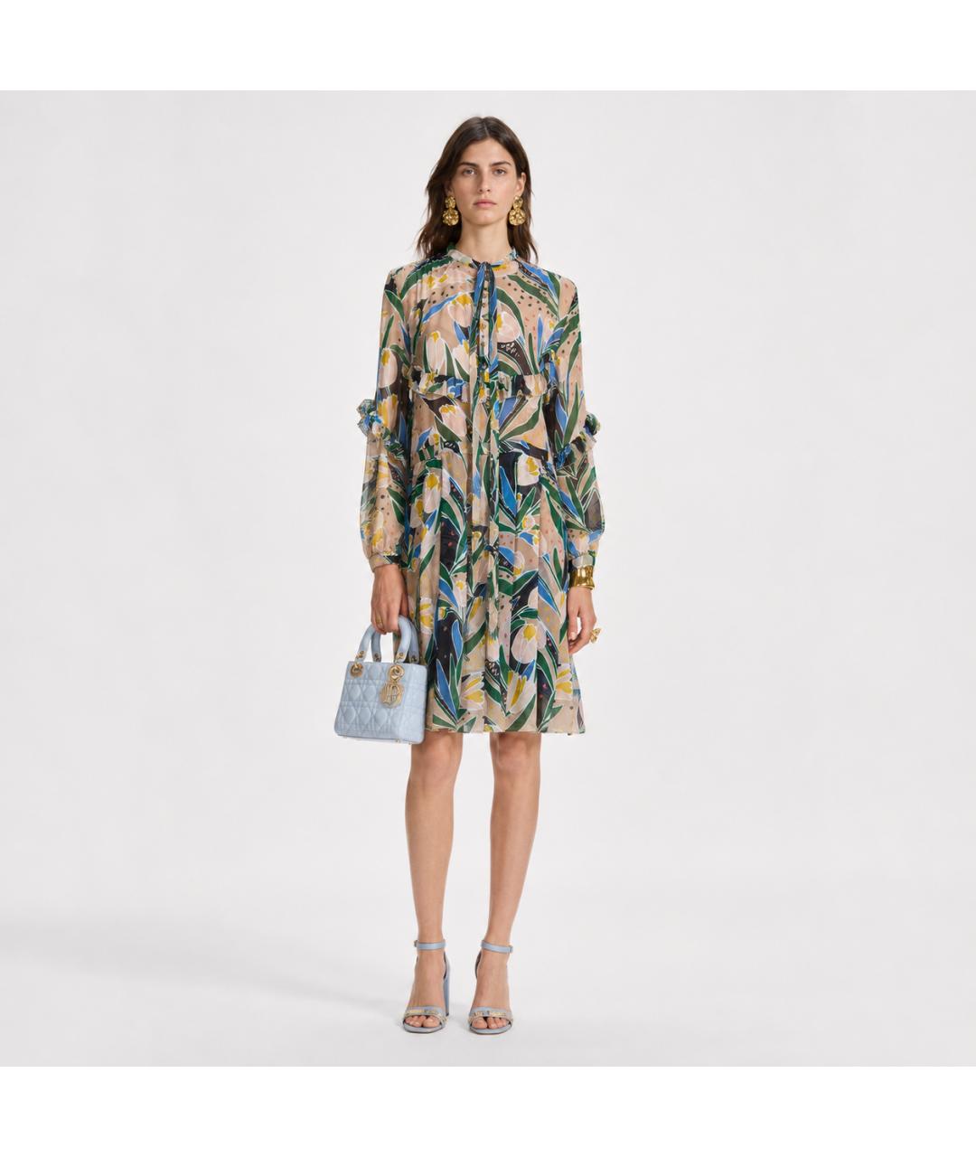 ROCHAS Мульти шелковое коктейльное платье, фото 6