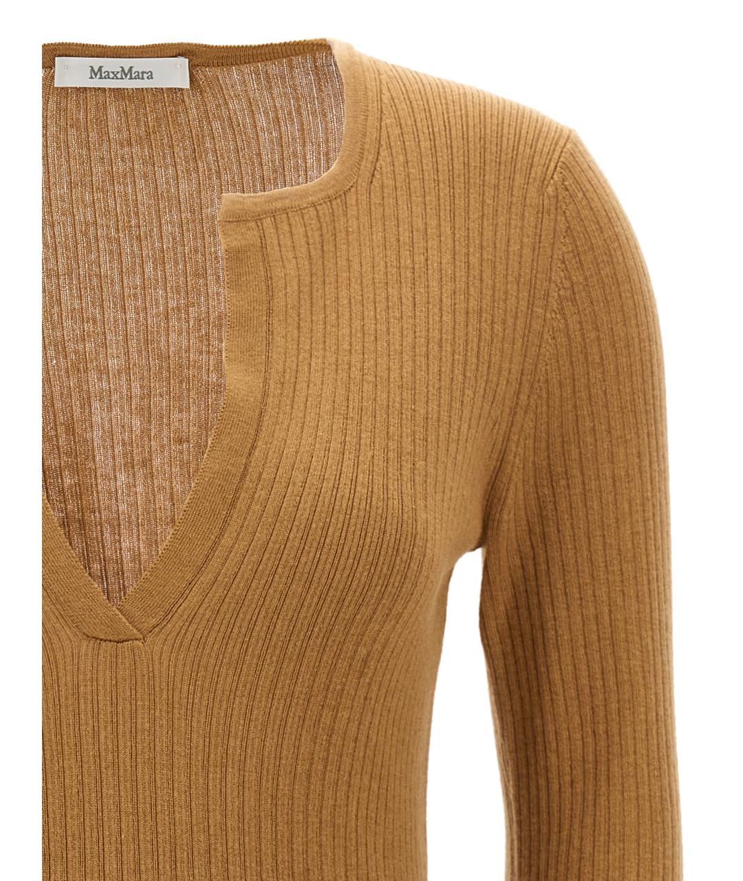 MAX MARA Бежевый шелковый джемпер / свитер, фото 3
