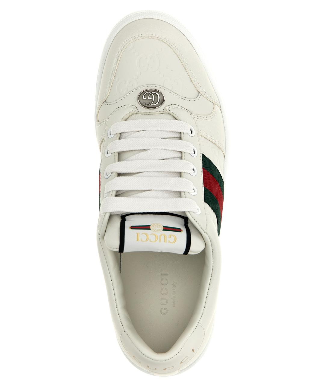 GUCCI Белые кожаные кеды, фото 4