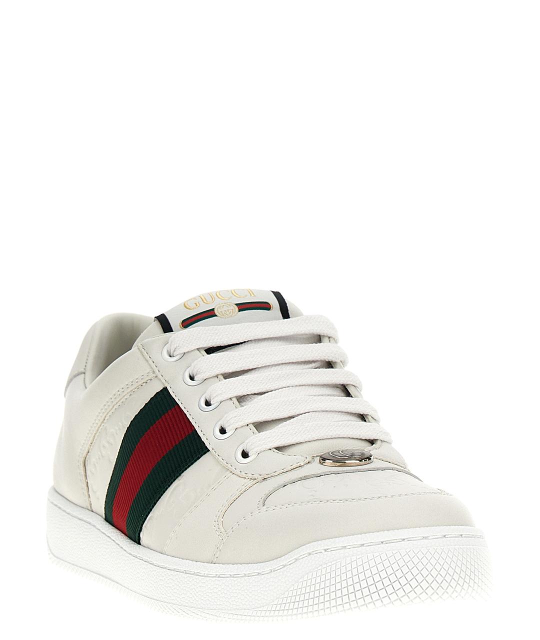 GUCCI Белые кожаные кеды, фото 2