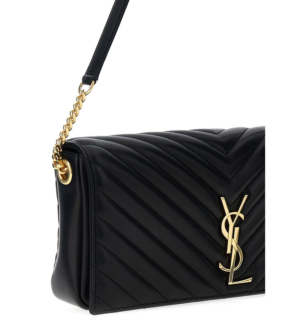 SAINT LAURENT Черная кожаная сумка через плечо, фото 3