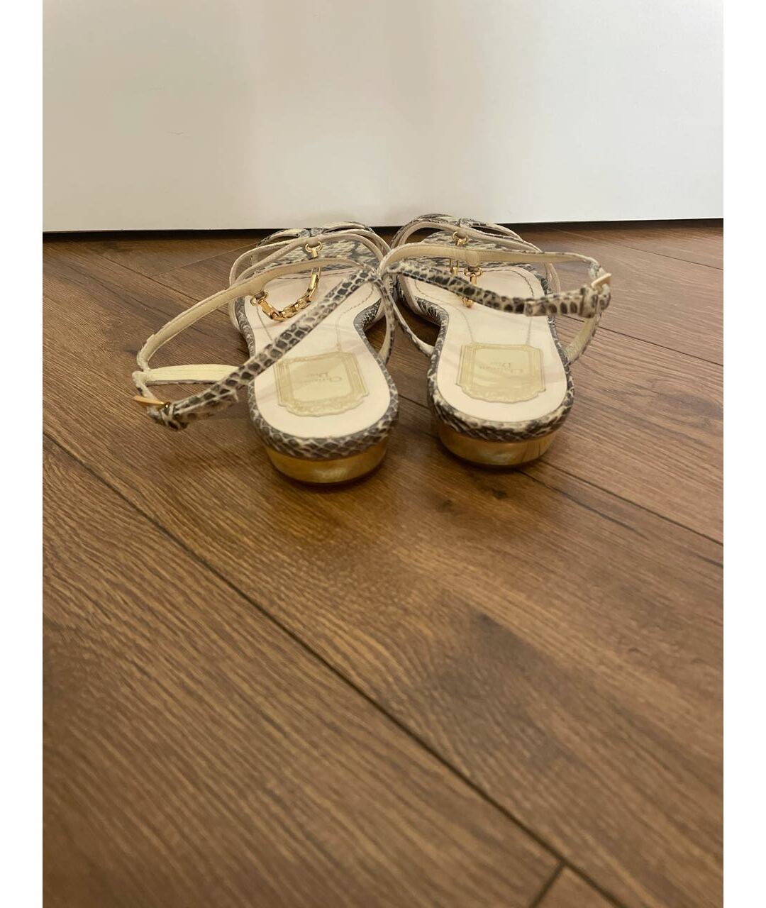 CHRISTIAN DIOR PRE-OWNED Бежевые кожаные сандалии, фото 4