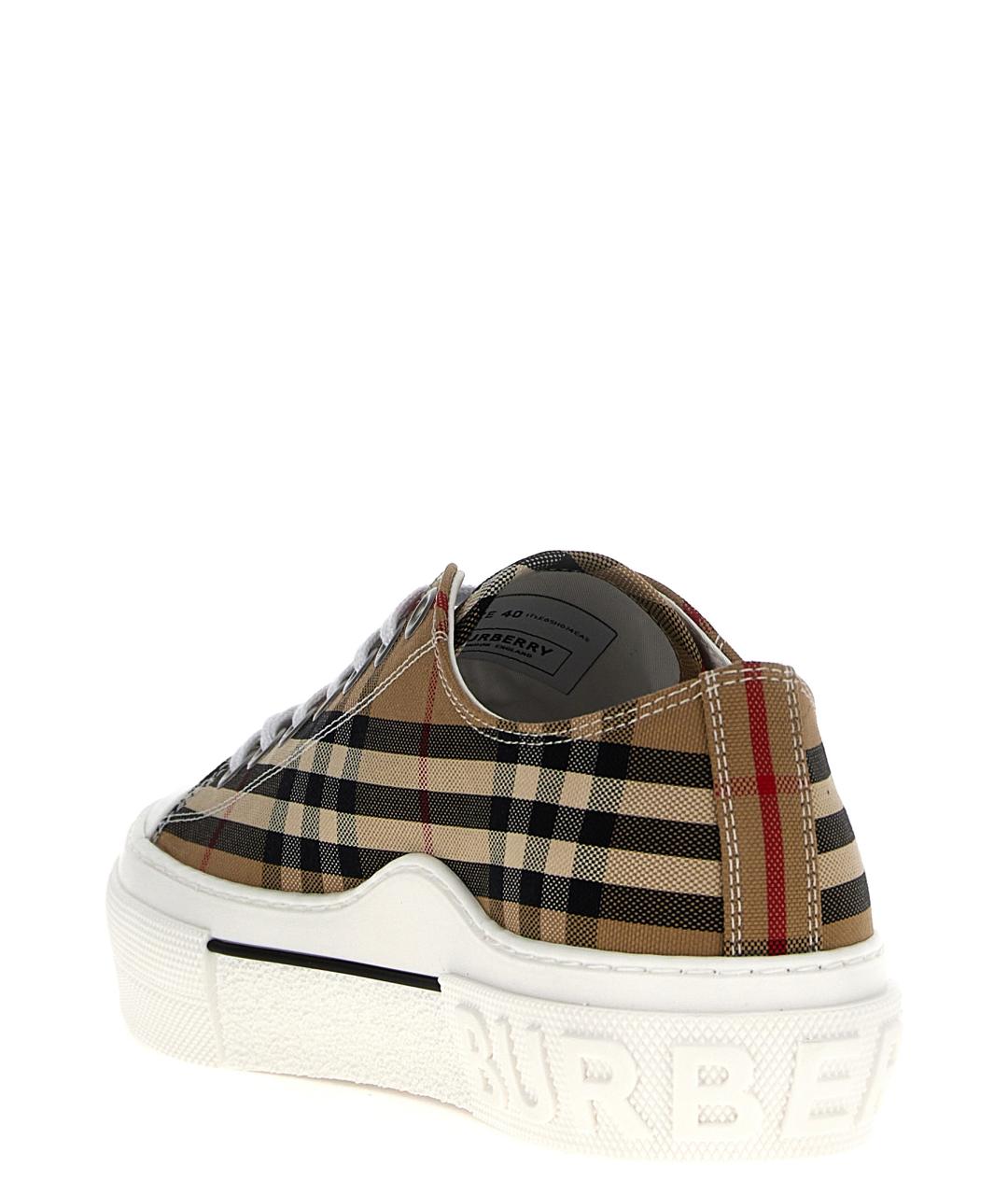 BURBERRY Бежевые текстильные низкие кроссовки / кеды, фото 3