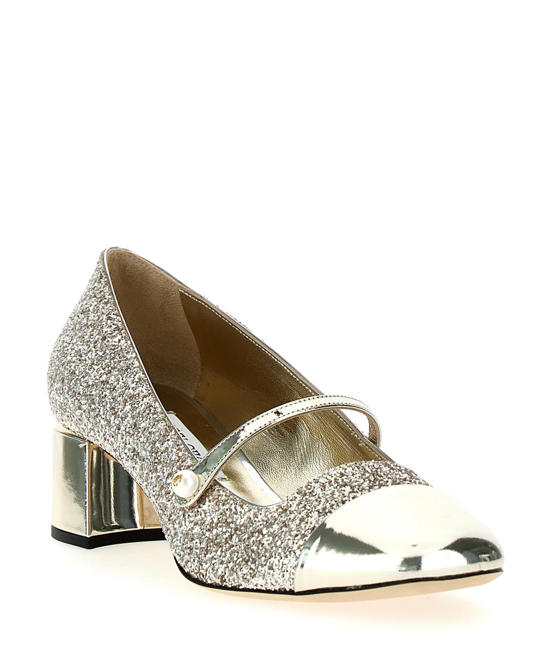 JIMMY CHOO Золотые текстильные туфли, фото 2