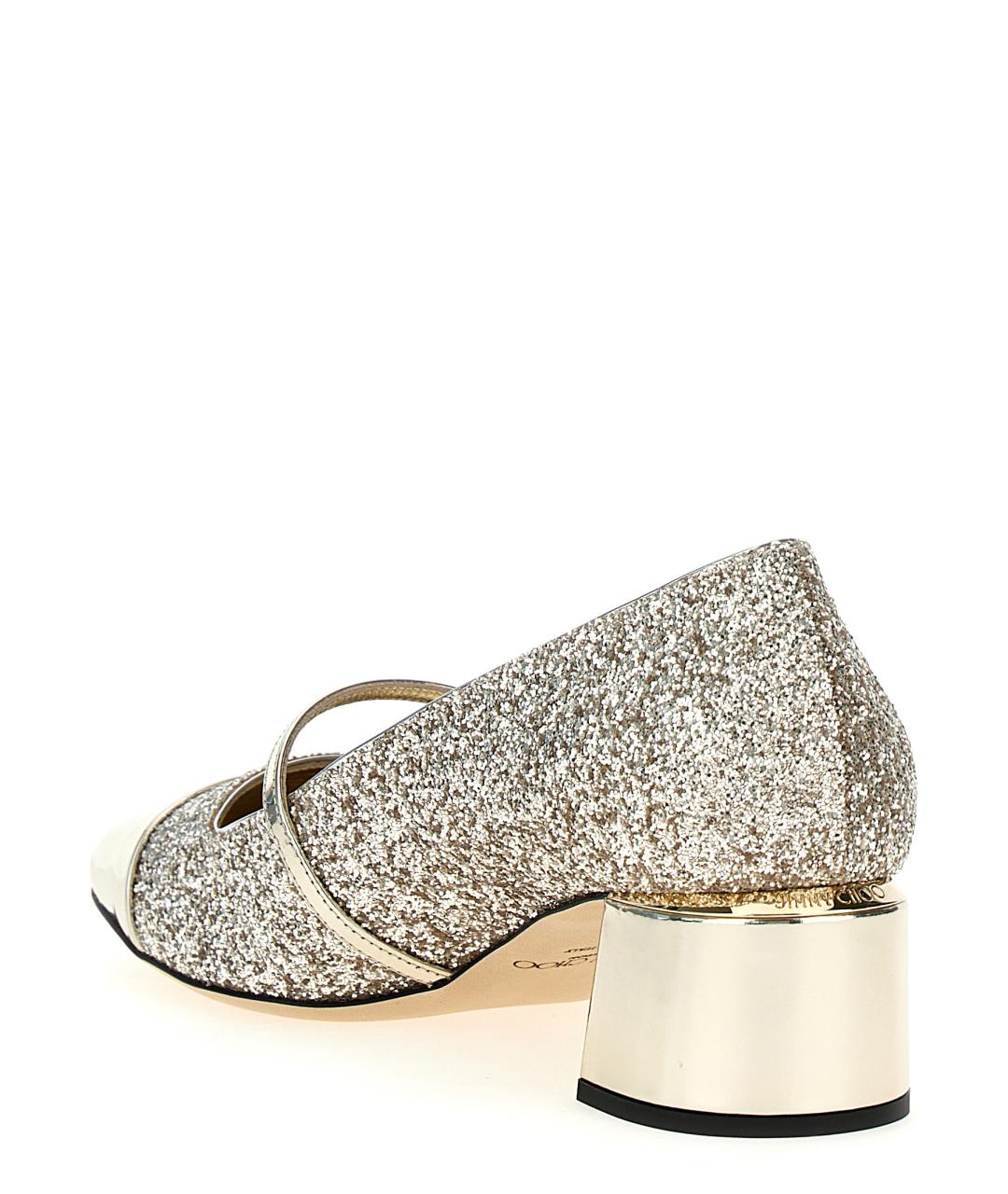 JIMMY CHOO Золотые текстильные туфли, фото 3