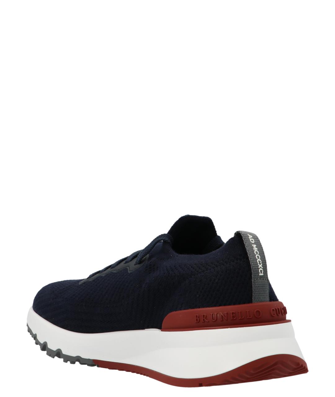 BRUNELLO CUCINELLI Синие текстильные низкие кроссовки / кеды, фото 2