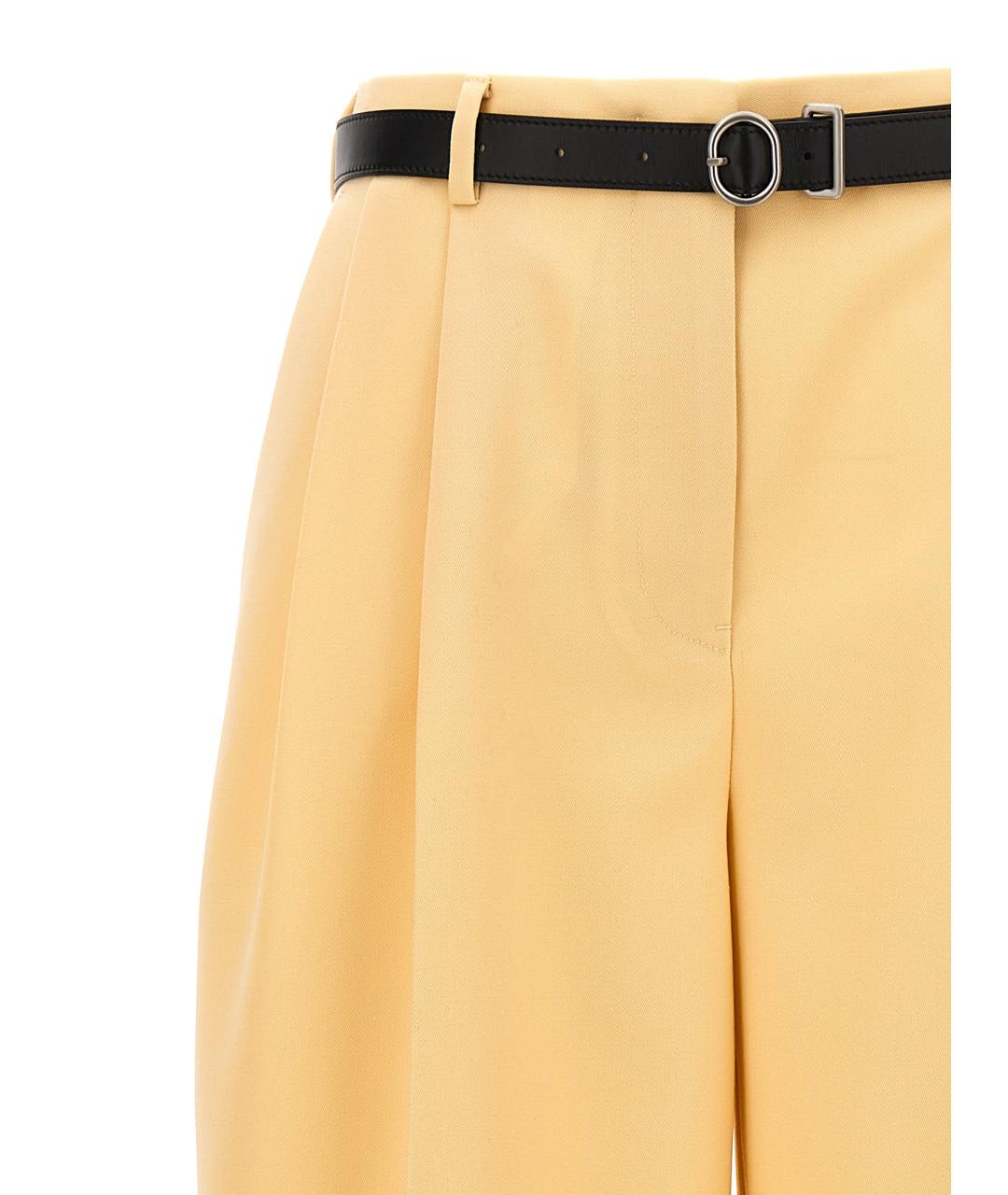 JIL SANDER Желтые шерстяные прямые брюки, фото 3