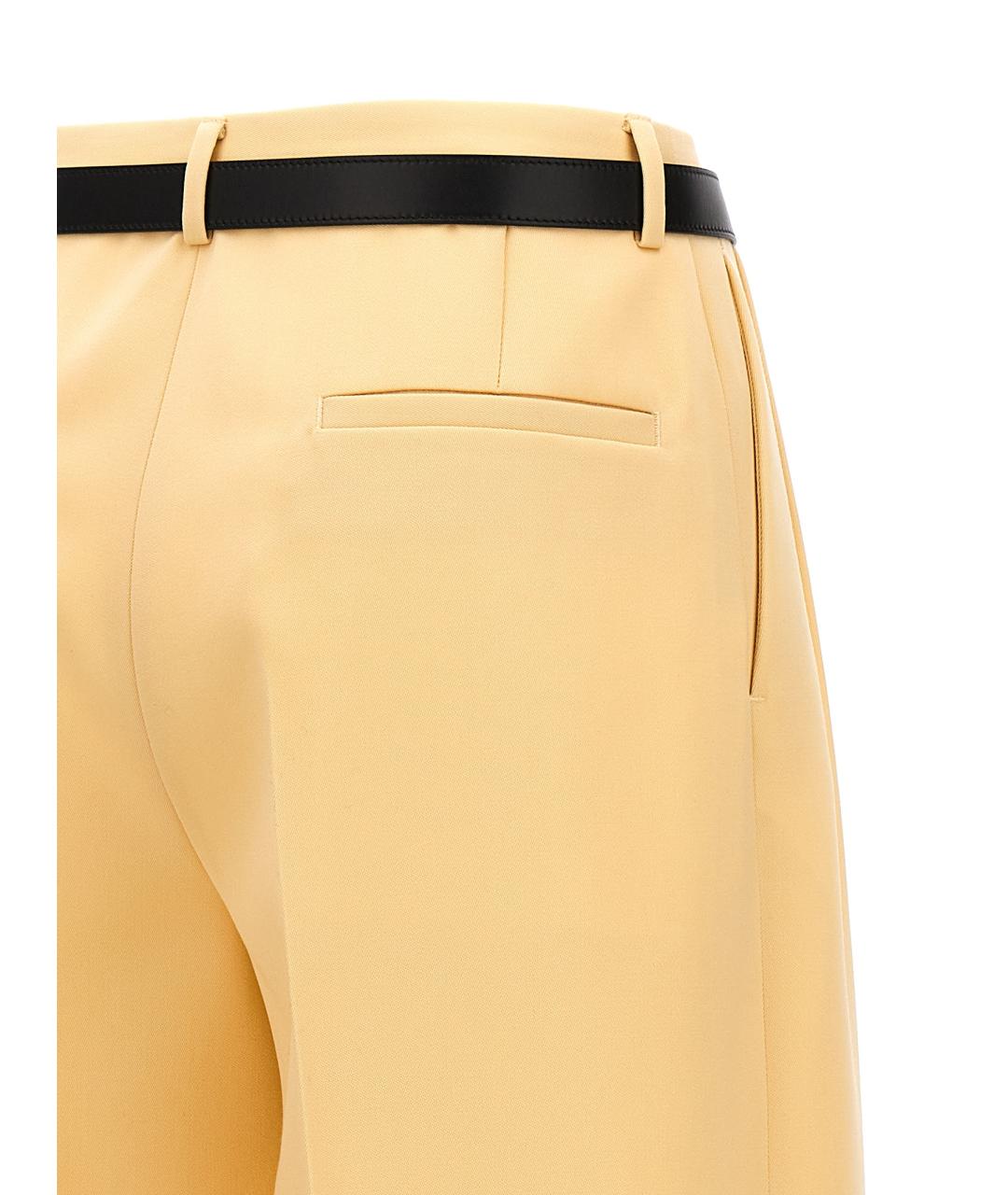 JIL SANDER Желтые шерстяные прямые брюки, фото 4