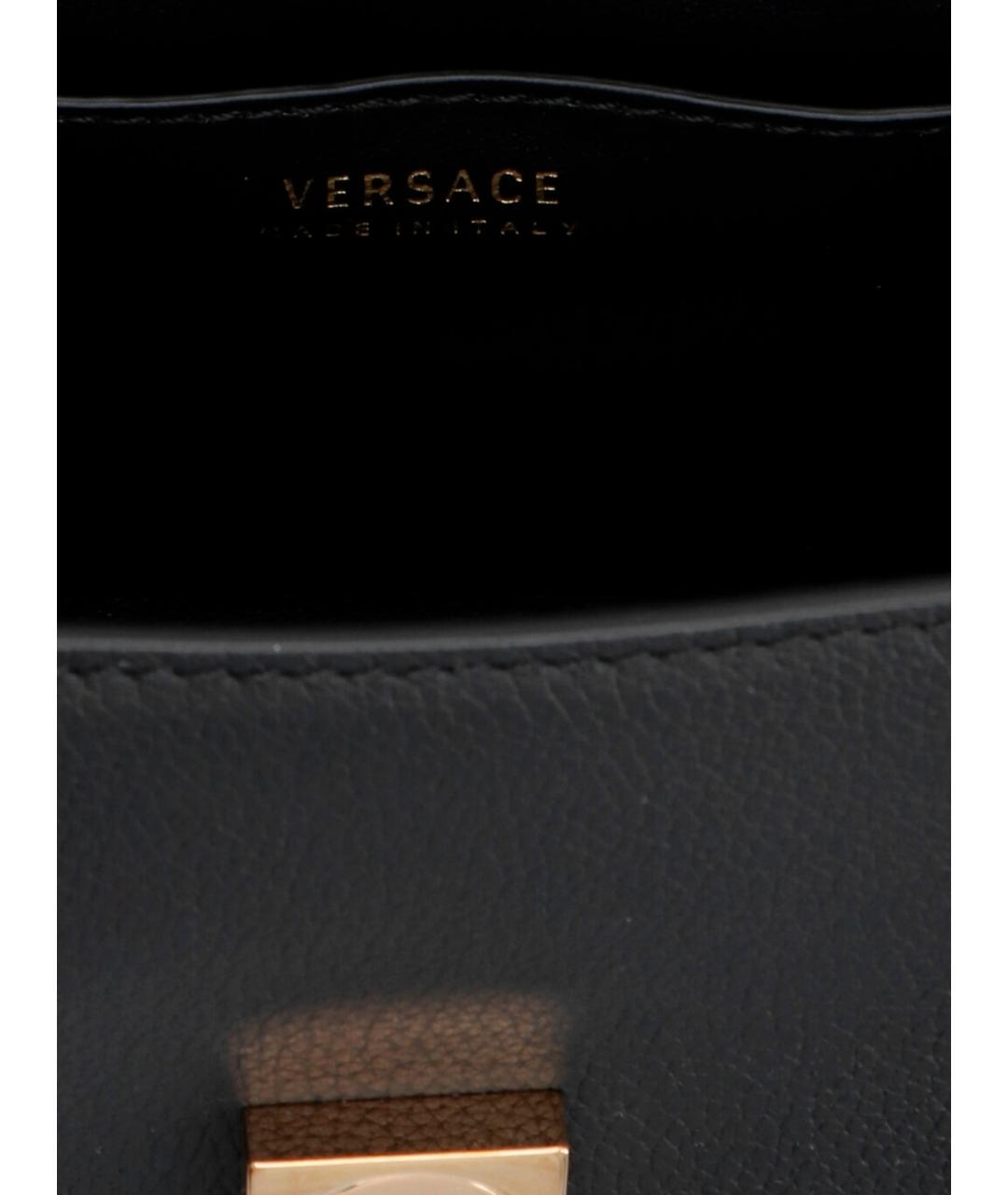 VERSACE Черная кожаная сумка тоут, фото 5