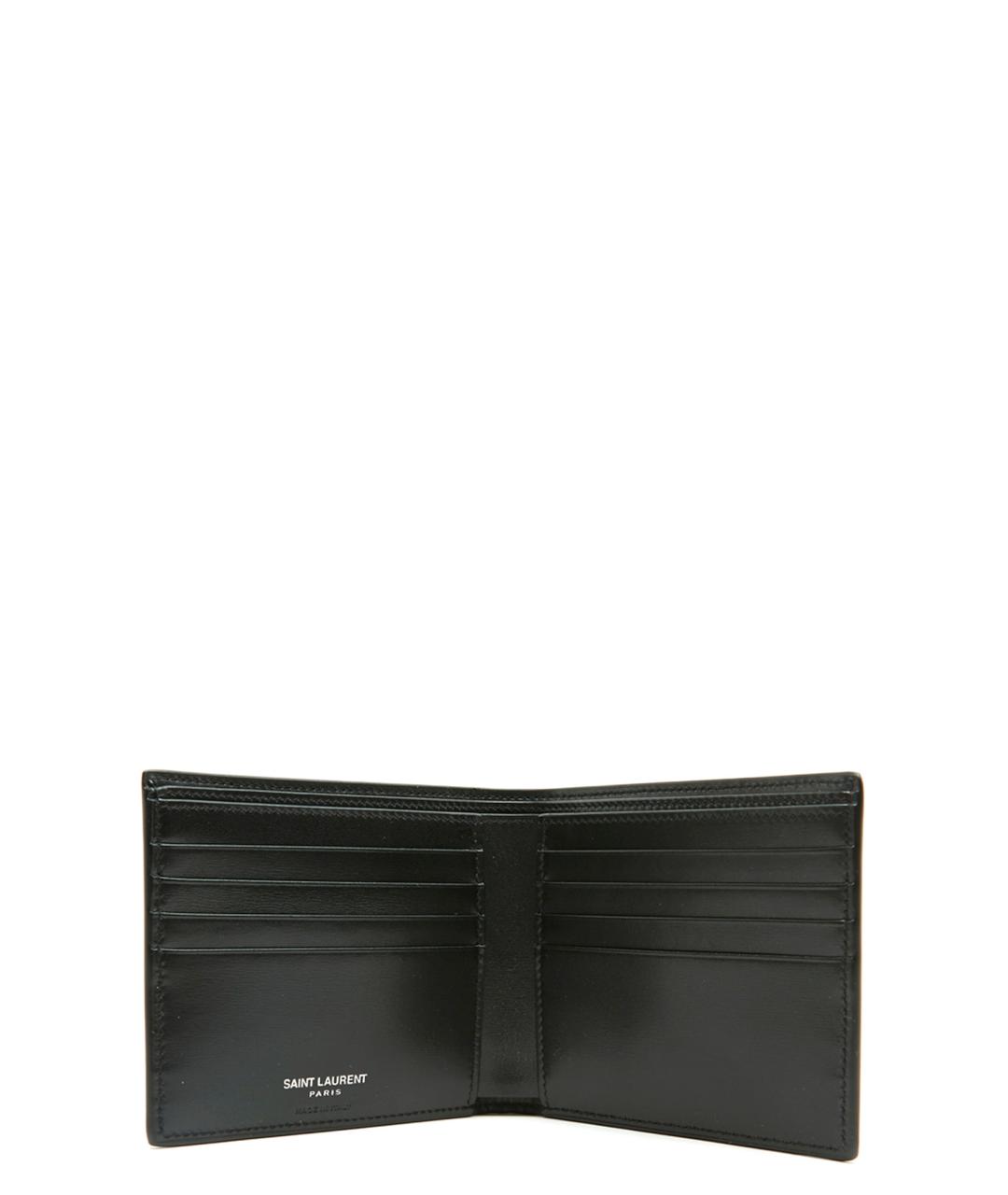 SAINT LAURENT Черный кожаный кошелек, фото 3