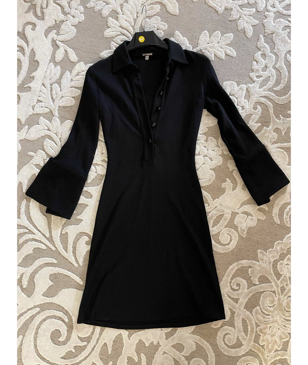 GIANFRANCO FERRE Черное шерстяное повседневное платье, фото 3
