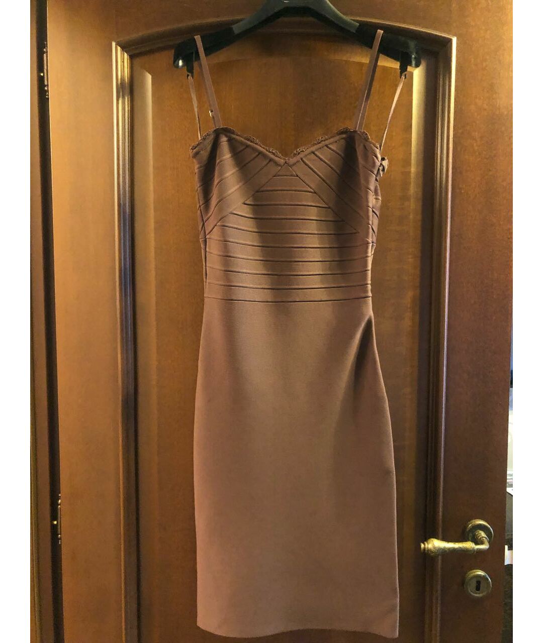 HERVE LEGER Коричневое коктейльное платье, фото 7