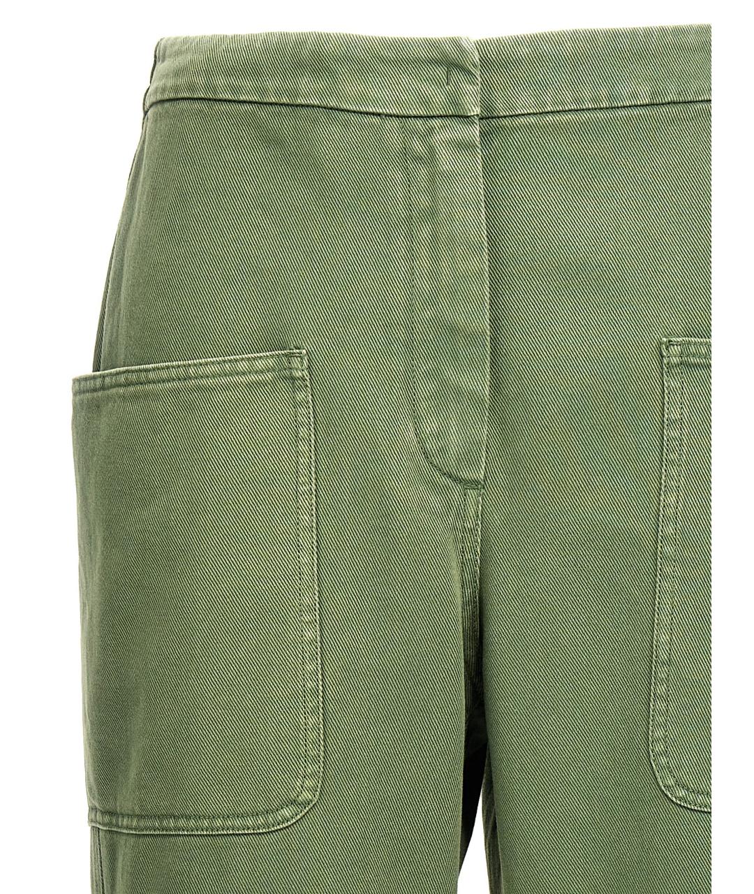 MAX MARA Зеленые хлопковые прямые брюки, фото 3