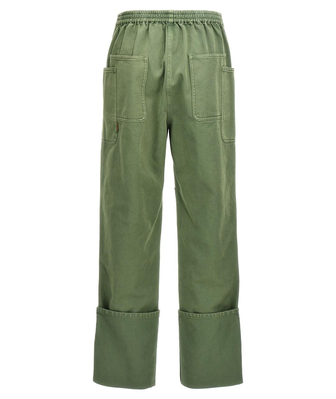 MAX MARA Зеленые хлопковые прямые брюки, фото 2