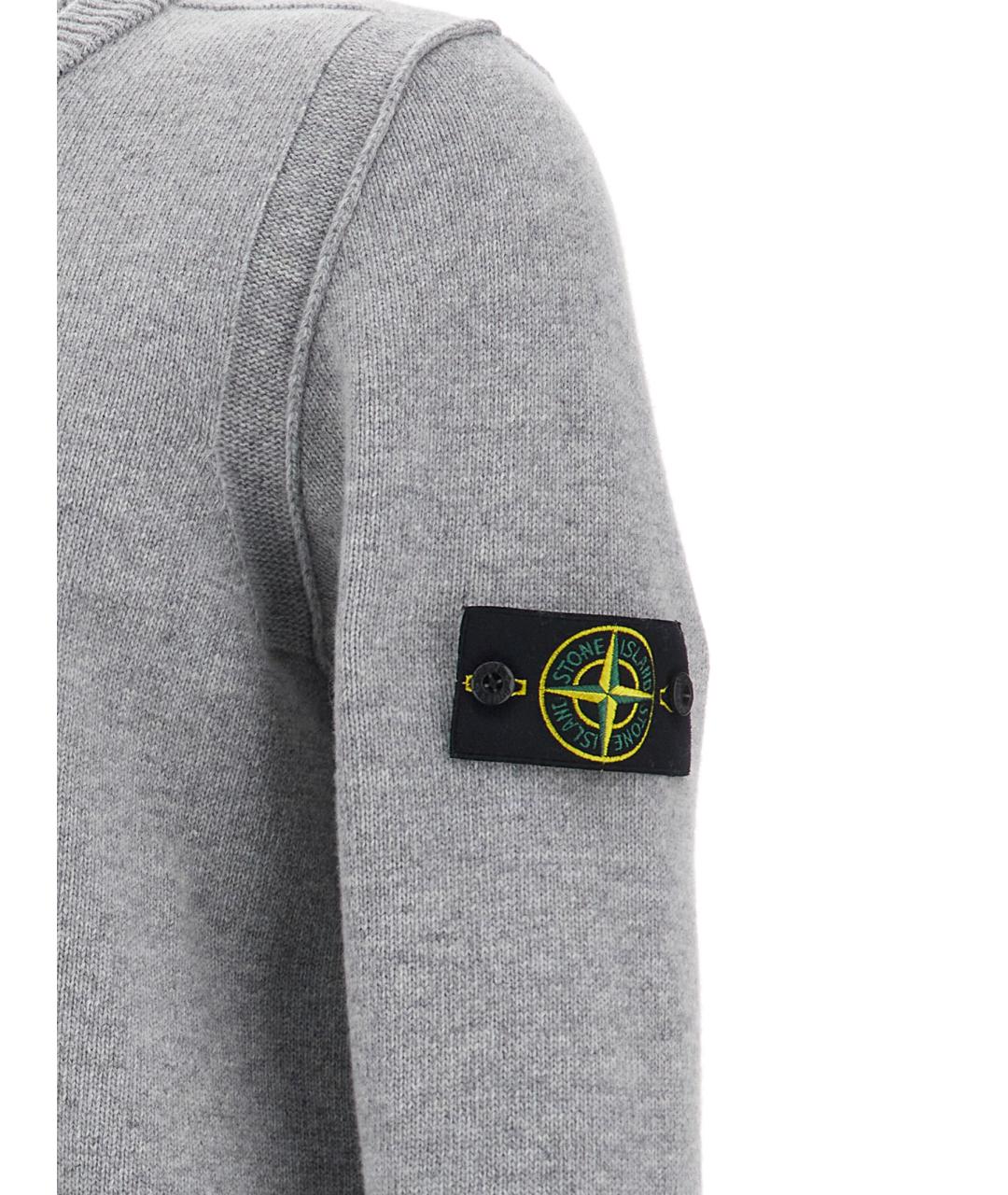 STONE ISLAND Серый шерстяной джемпер / свитер, фото 4