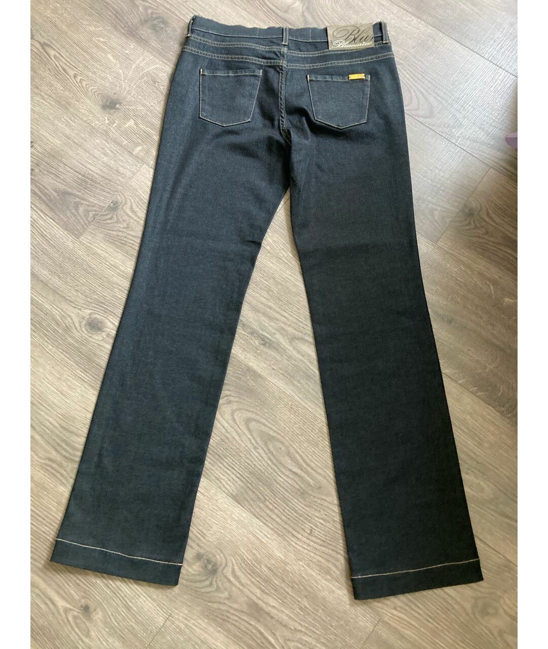 BLUMARINE Темно-синие хлопко-полиэстеровые прямые джинсы, фото 6