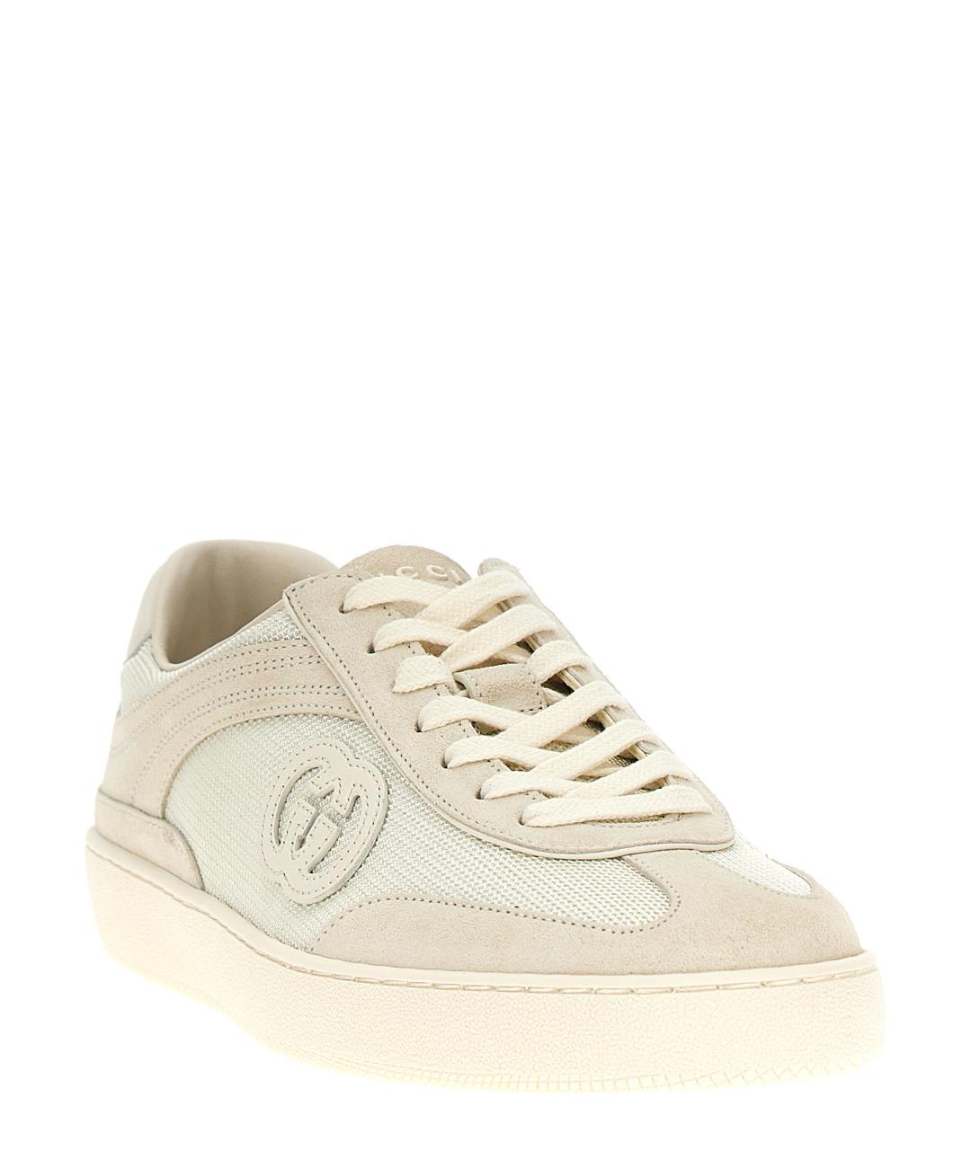 GUCCI Бежевые кожаные низкие кроссовки / кеды, фото 2